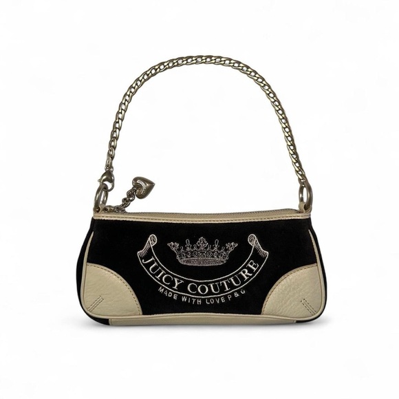 Juicy Couture Vintage Velour Mini Shoulder Bag Baguette Brown Y2K - Picture 1 of 8